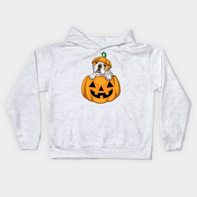 English bulldog Halloween Pumpkin Kids Hoodie by Markus Schnabel